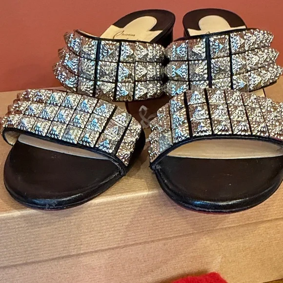 Christian Louboutin Black Heels with Silver Embellishments - Picture 8 of 8